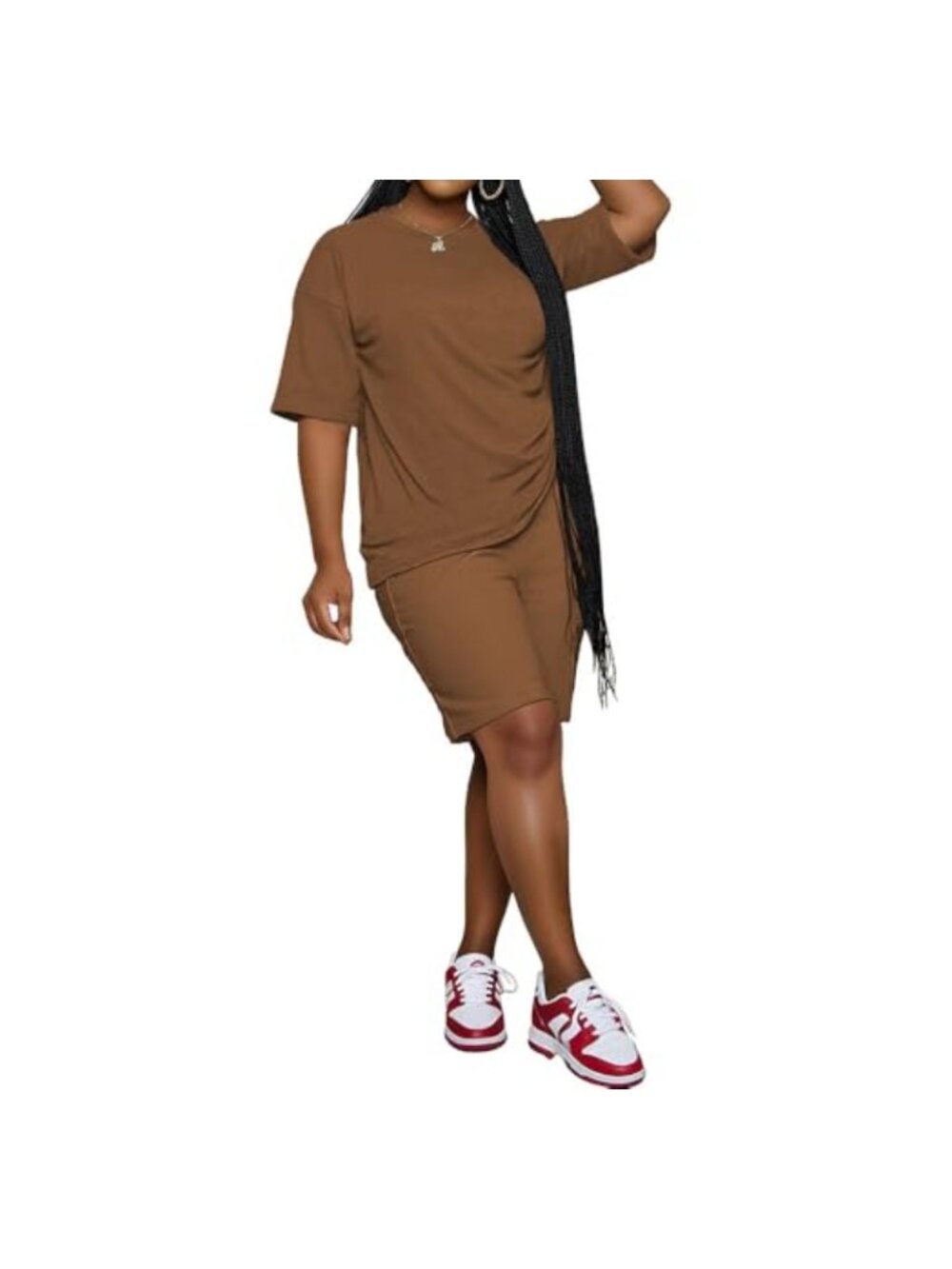 2 Piece Lounge Set - Short Sleeve Top & Shorts - Workout Jogger Set - High